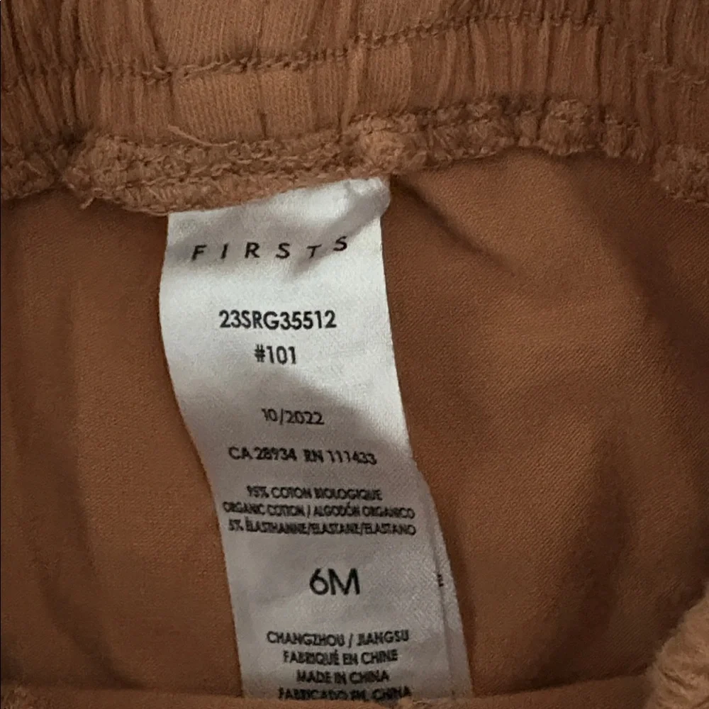 Peach Print Baby Top and Brown Shorts Girls Set - Picture 3 of 4